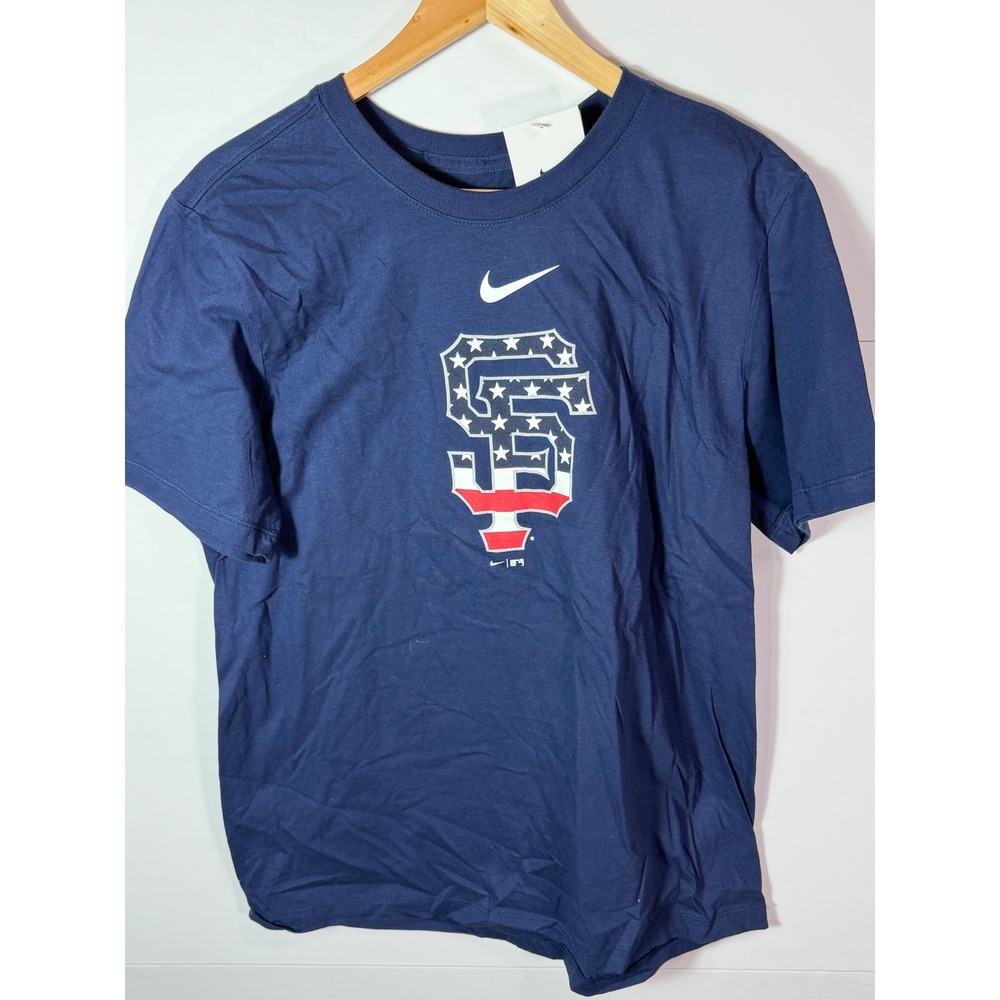 Nike San Francisco Giants MLB‎ T-Shirt Mens Large Navy Blue Stars Stripes Logo